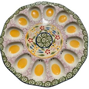 Temp-tations by Tara Ceramic Old World Deviled Egg Platter 10”7/8” Mint